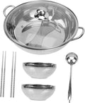 LIFKOME Stainless Steel Dual Flavor Hot Pot Divider Thickened 2-Compartment Cookware Set for Home Multi-Purpose Soup Pot for Family Gatherings and Restaurants