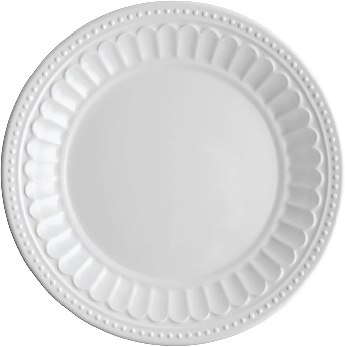 UPware 12 Piece Chateau Melamine Dinnerware Sets Outdoor Dishes Set Plates and Bowls Sets Service for 4 White
