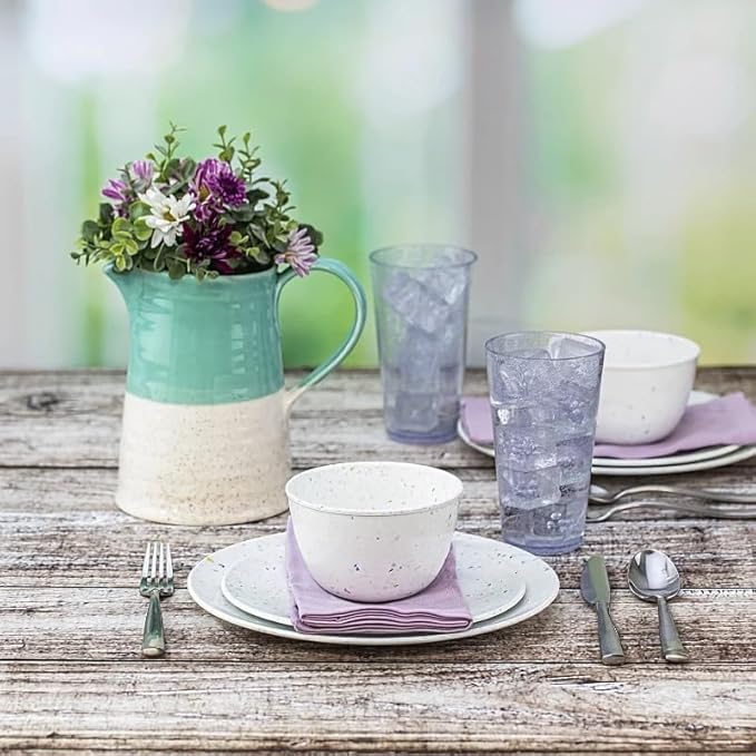 12 Pieces Dinnerware Set Plates and Bowls Service for 4 and Dishwasher Safe Everyday Use