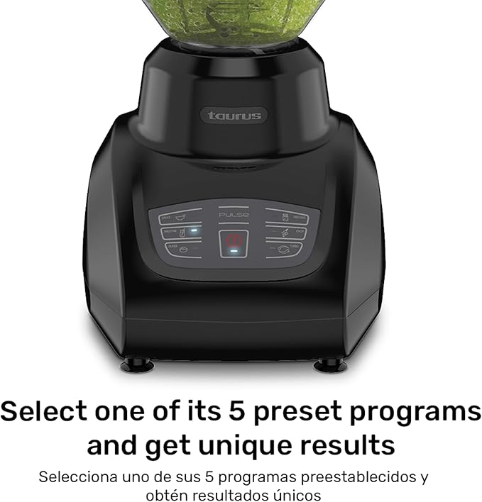 Taurus SEVILLA Countertop Blender | 48 oz Diamond Shaped Glass Jar | Touch Panel Controls with 6 Smart Pre Programmed Settings 8 Speed Control &amp pulse function built-in | 550 watts