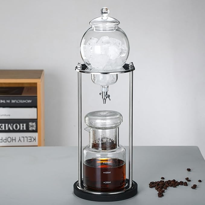LOYALHEARTDY Ice Cold Brew Dripper Coffee Maker 600 ml Luxury Iced Coffee Maker Smooth Drip Coffee Maker with Adjustable Rate Dripper Cold Brew Coffee Machine Ice Drip Coffee Maker for Coffee &amp T