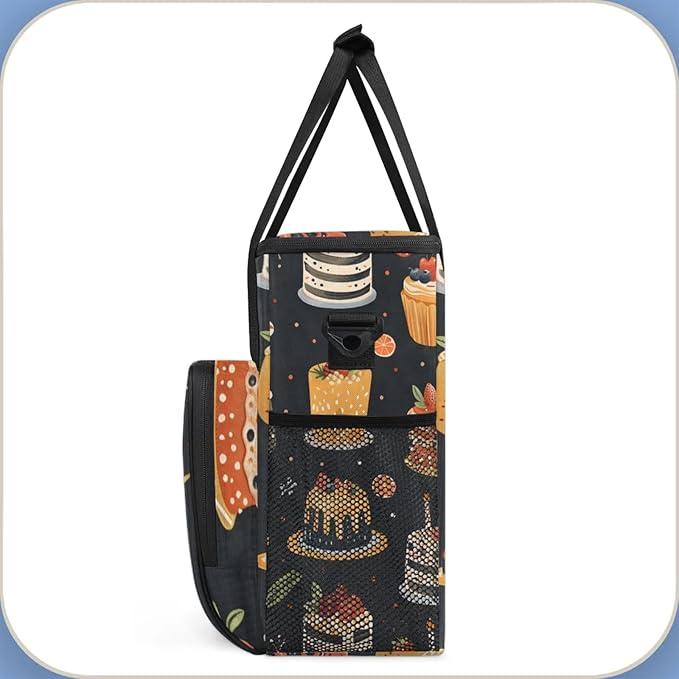 Delicious Cakes Coffee Maker Travel Bag for Keurig K-Mini/K-Mini Plus Insulated Waterproof Tote with Pockets for K-Cup Portable Single-Serve Brewer Case