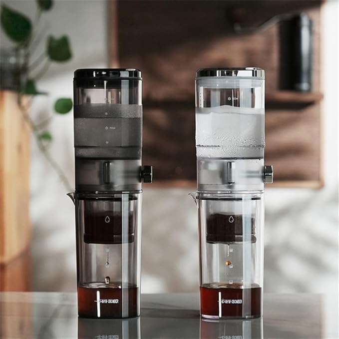 Cold Brew Ice Slow Drip Coffee Maker with Stable Drip Rate High-Density Filter and Transparent PCTG Body for Smooth Home Brewing(Black)