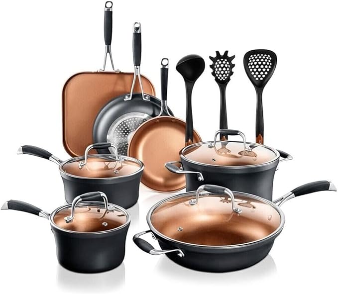For 14-pcs Non-Stick Luxurious Stackable Cookware Set PFOA/PFOS
