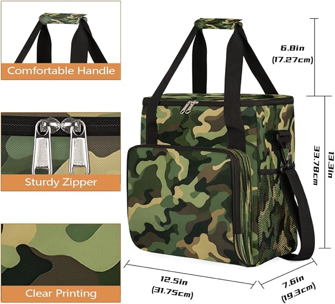 Black Green Camouflage Coffee Maker Carring Bag Travel Carrying Storage Tote Bag Compatible with Keurig K-Mini or K-Mini Plus Portable Single Serve Coffee Brewer Case with Pockets for K-cup Pods