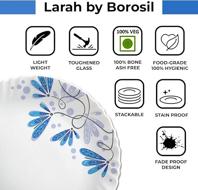 Borosil Gourmet Dinnerware Set For 6 35 Pieces White Dinner Plates and Bowls Sets Chip Resistant Tempered Opal Glass Stain Resistant Dishwasher &amp Microwave Safe Dinner Set For Gifting Serves