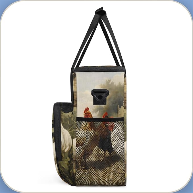 Cock Rooster Coffee Maker Carrying Bag Hen Portable Travel Storage Tote Bag Compatible with K-Mini or K-Mini Plus Single Serve Coffee Brewer Carrying Case with Multiple Pockets &amp Shoulder Strap