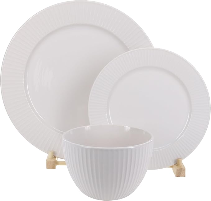 BIA Cordon Bleu Stoneware Sunray 12-Piece Dinnerware Set Cream
