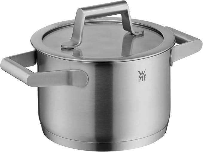 WMF Comfort Line Advantage Saucepan Set - 5-Piece Induction Cooking Pot With Glass Lid Cromargan Matte Stainless Steel Scale Stackable Uncoated