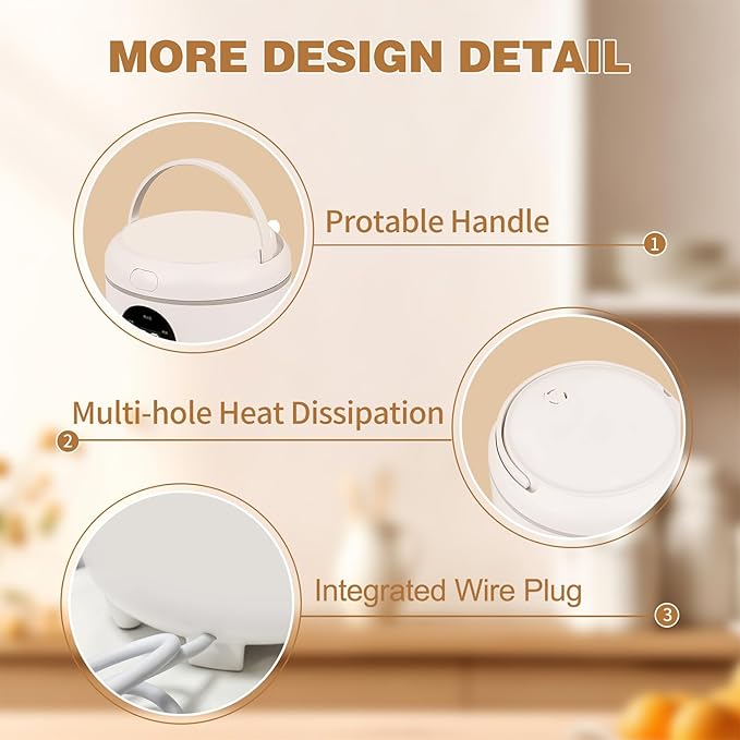 Mini Rice Cooker 2-Cup Uncooked / 4-Cup Cooked 1.7Qt Portable Small Rice Maker with Auto Keep Warm &amp 24H Timer Delay for Oatmeal Quinoa Soup Non-Stick Inner Pot Easy to Clean