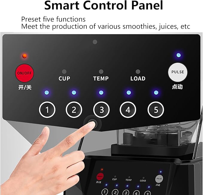 2200W Professional Smoothie Blender 2000mL Stand Blender with Soundproof Shield and 6 Blades Automatic Cleaning Commercial Countertop Blender for Kitchen Fruits Shakes Smoothies