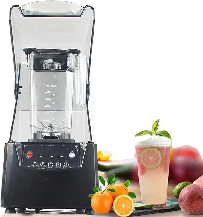 Blender Smoothie Maker - Commercial Stand Mixer with Sound Enclosure 2L Capacity 17000rpm Blade Ice Crusher and Cover - Silent Broken Wall Cooking Machine for Smoothie Fruits