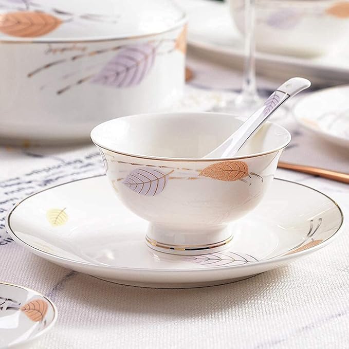 60-Piece Porcelain Dinnerware Sets Luxurious Plate And Bowl Sets For 10/12 Ceramic Dish Set Include Pot/Plates/Bowl/Spoons Dinner Plates Set