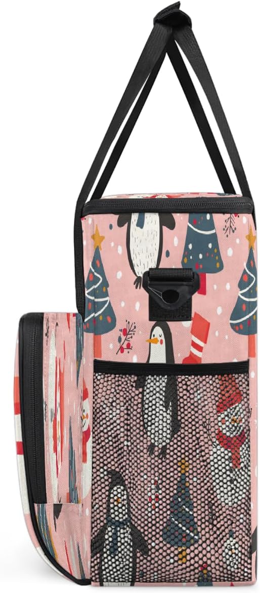 Christmas (583) Coffee Maker Carring Bag Travel Carrying Storage Tote Bag Compatible with Keurig K-Mini or K-Mini Plus Portable Single Serve Coffee Brewer Case with Pockets for K-cup Pods