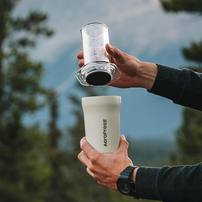 AeroPress Go Plus Small Portable Coffee Maker Kit Travel Camping &amp Office All-in-One French Press Pour-Over &amp Espresso Style Manual Brewer 2 Min Brew for Less Bitterness More Flavor Cr