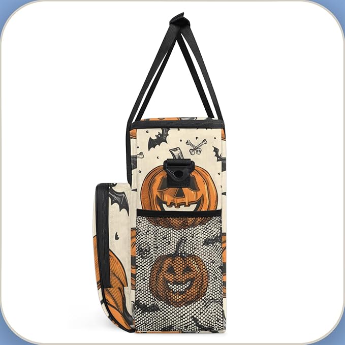 Watercolor Pumpkin Coffee Maker Carrying Bag Gothic Pumpkin Travel Storage Bag Compatible with K-Mini or K-Mini Plus Single Serve Coffee Brewer Carrying Case with Multiple Pockets &amp Shoulder Str