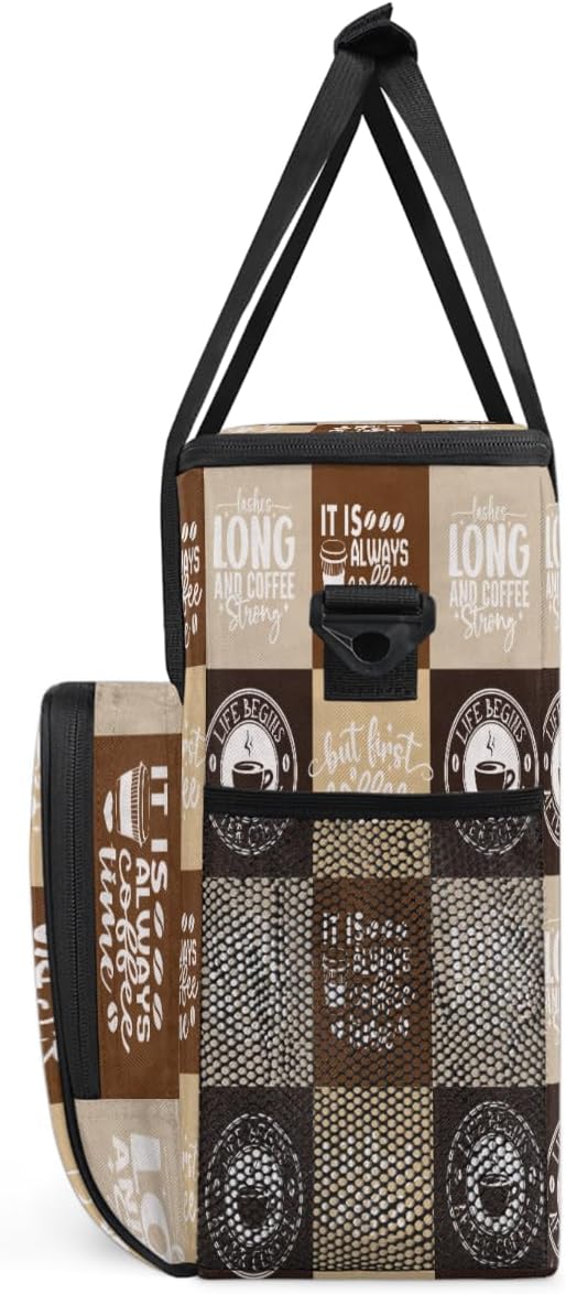 cfpolar Coffee Brown Coffee Maker Carrying Bag Coffees Machine Travel Storage Bag Compatible with K-Mini or K-Mini Plus Portable Single Serve Coffees Brewer Case with Pockets for K-Cup Pods