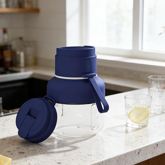Portable Blender for Smoothies and Shakes 850ml Electric Personal Blender Cordless Rechargeable Juicer Cup with Lid Straw for Travel Office Gym Home Blue