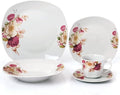 Elegant and Modern Porcelain Square Dinnerware Set for Hosting Parties and Events - 20 Piece Service for 4