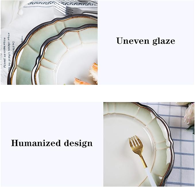 Dinnerware Set Durable Ceramic Dinner Plate Sets Plates Plates Bowls Mugs 4-Piece Lotus Dinnerware Dishes Set for Cereal Steak Salad Dinnerware Set