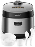 COMFEE' Compact Rice Cooker 8 Cups Cooked/4 Cups Uncooked 9-in-1 Multi Cooker Fast Rice Maker Steam Brown Rice Grains Fuzzy Logic Technology Grey