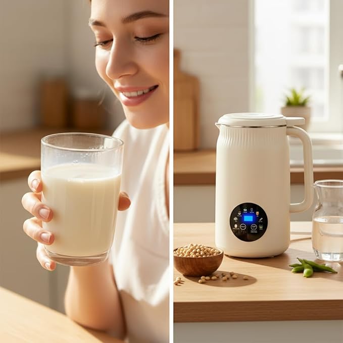 Soy Milk Maker Nut Milk Maker Blender 1.2L Homemade Soy Almond Oat Coconut Plant Based and Non Dairy Beverages Automatic Soybean Machine With Delay Start/Keep Warm/Boil Water Cream