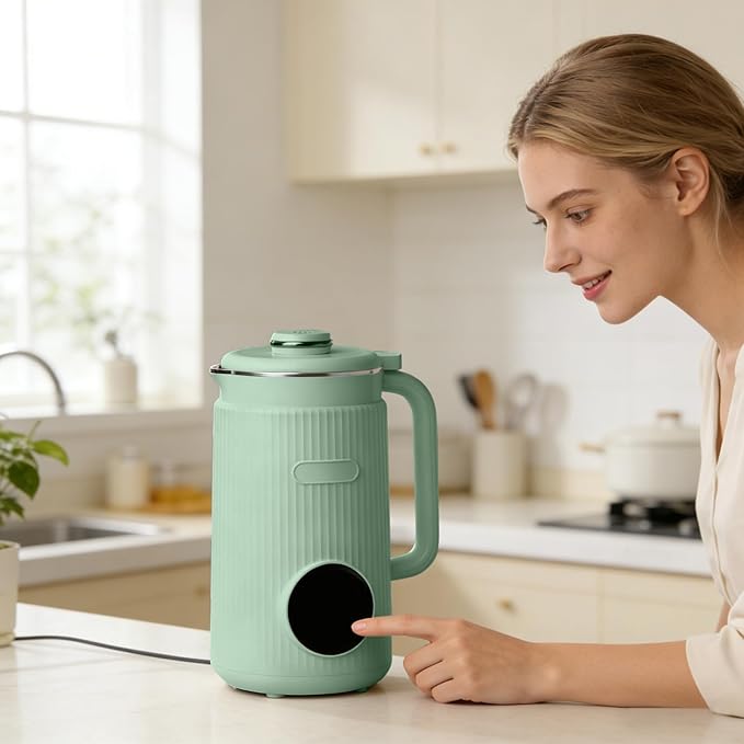 Nut Milk Maker Machine 8 in 1 Plant Based Milk Maker Blender with 12 Hour Timer Keep-Warm Function Self Cleaning Automatic Soy Milk Maker for Almond Oat Coconut Juice Cream (Green)