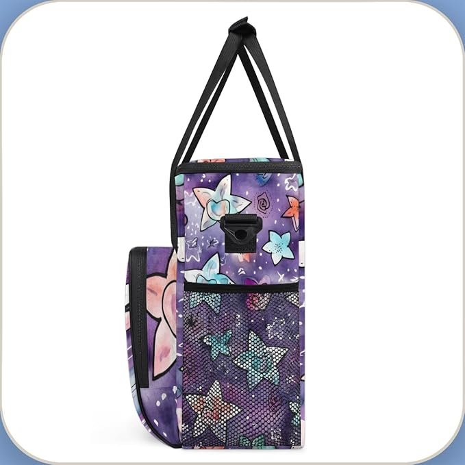 Purple Star Heart Coffee Maker Carrying Bag Portable Travel Storage Tote Bag Compatible with K-Mini or K-Mini Plus Single Serve Coffee Brewer Carrying Case with Multiple Pockets &amp Shoulder Strap