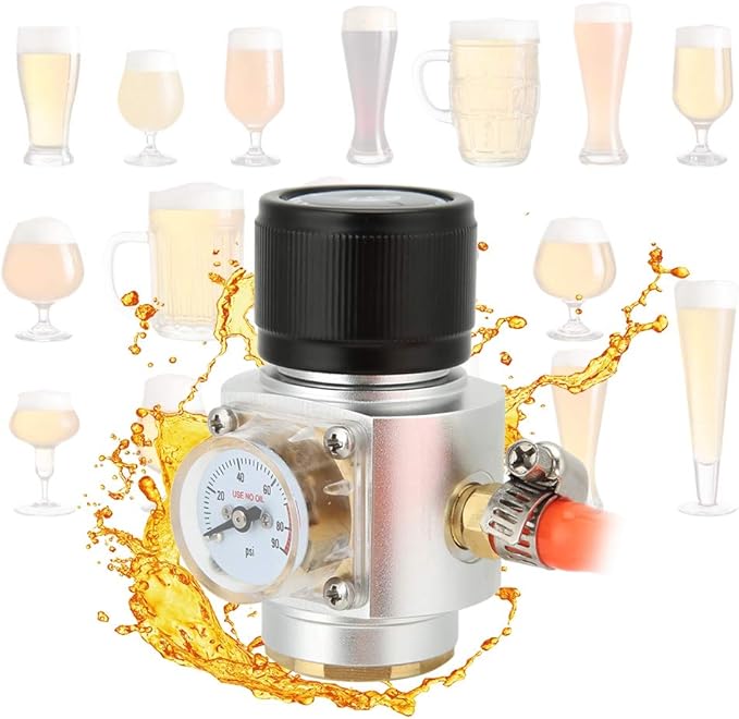 Tr21x4 Thread CO2 Kit with Gas Regulator and Hose Practical Accessory for Soda Beer Keg Brewing Excellent Quality Aluminum and Plastic Construction to Read Dial