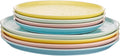 Stone lain Elena Stoneware Dish Set 4 Dinner Plates Blue Mint Pink Yellow