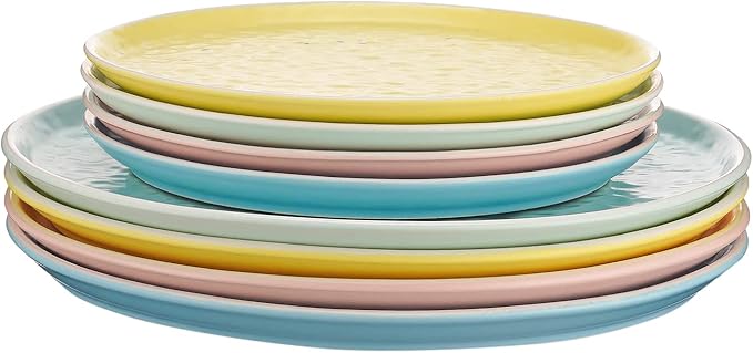 Stone lain Elena Stoneware Dish Set 4 Dinner Plates Blue Mint Pink Yellow