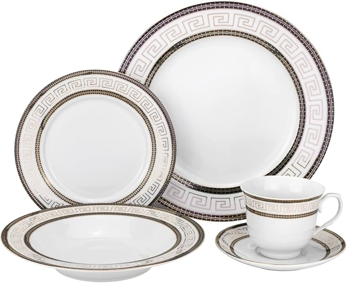 Euro Porcelain 57-pc Banquet Dinnerware Set Luxury Tableware Dining Service for 8