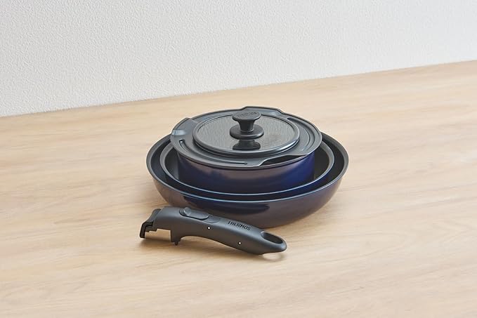 Thermos Durable Series KSE-5A DPBL 5-Piece Frying Pan Set EA Gas Fire Compatible Deep Blue
