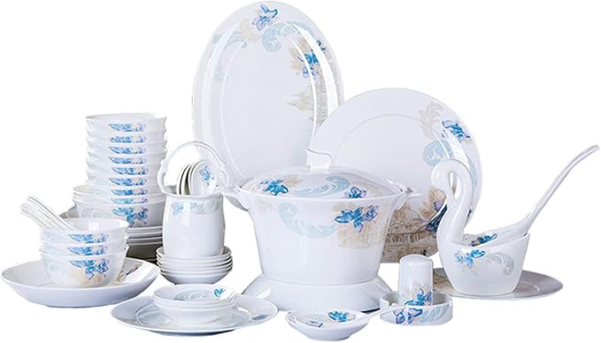 Ceramic Dinnerware Set Retro Style Beautiful Blue and White Porcelain Combination Set for Household Dinner Wedding Hotel Christmas