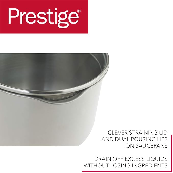 Prestige Everyday Stainless Steel Cookware Set 5-Piece - Black/Silver
