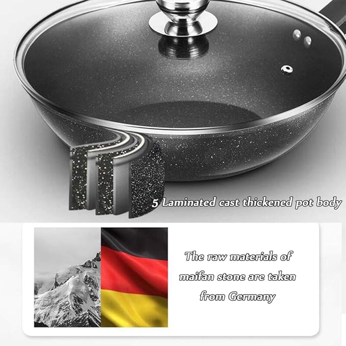 Cooking Pot Non Stick Cookware Sets3 Piece Stone-Derived Pots and PansFrying Pan and Saucepan Set for BakingBroilingFryingRoasting