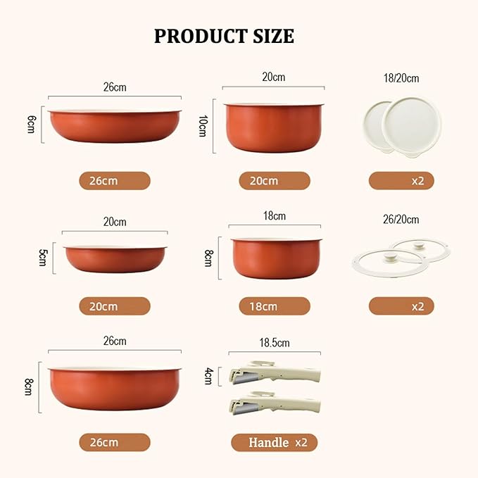Cookware Set Non Stick 11 Piece Cookware Set with Detachable Handle Set Non Toxic Easily Clean Pot and Pans Set for Cooking Cookware Induction Pink