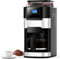Joy Pebble 10-Cup Drip Coffee Maker with Built-in Grinder Touch-Screen Programmable Brew Coffee Machine with Timer 8 Grinding Settings Reusable Filter Keep Warm Plate 50.7oz Water Tank