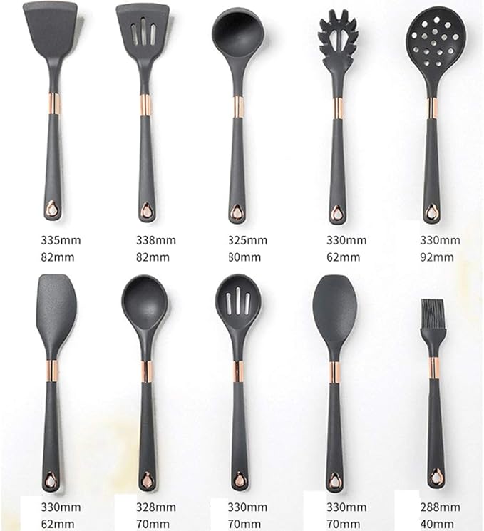 Silicone Kitchenware 10-piece Set Simple Baking Kitchen Utensils Non-stick Spatula Spoon Hanging Hole Tableware