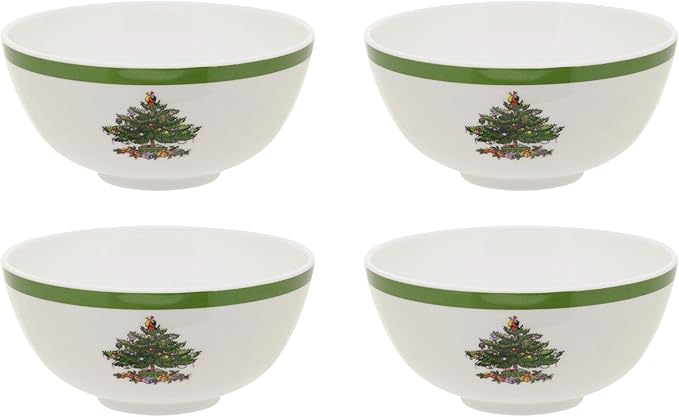 Spode Christmas Tree 12-Piece Melamine Dinnerware Set - Seasonal Dinnerware for Holiday Gatherings Service for 4 Dishwasher Safe with Festive Christmas Tree Motif Shatterproof &amp Durable Dishes
