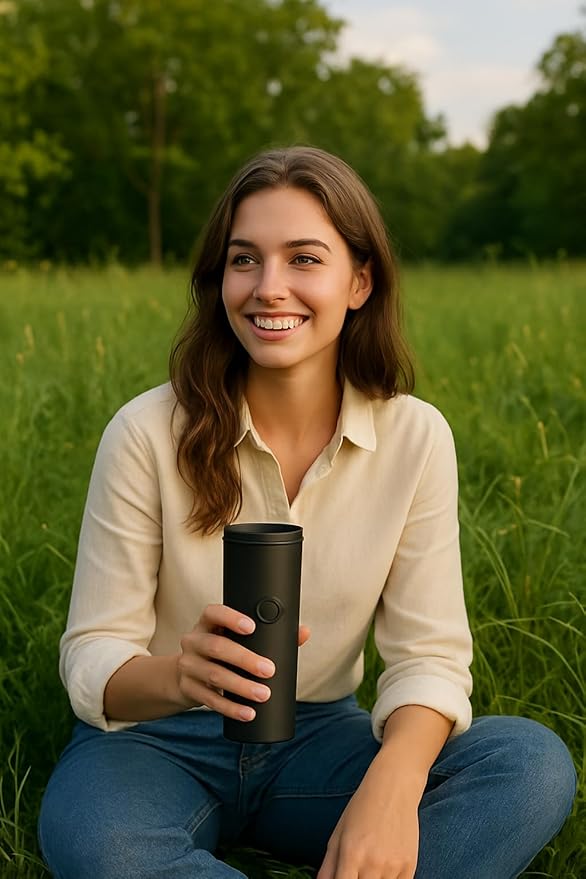 Portable Electric Coffee Maker Black Battery Powered Single Serve Travel Coffee Brewer with Carrying Case