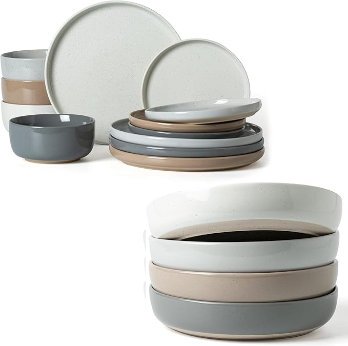 Famiware Milkyway Plates and Bowls Set For 4 16-Piece Dinnerware Sets Multi-color