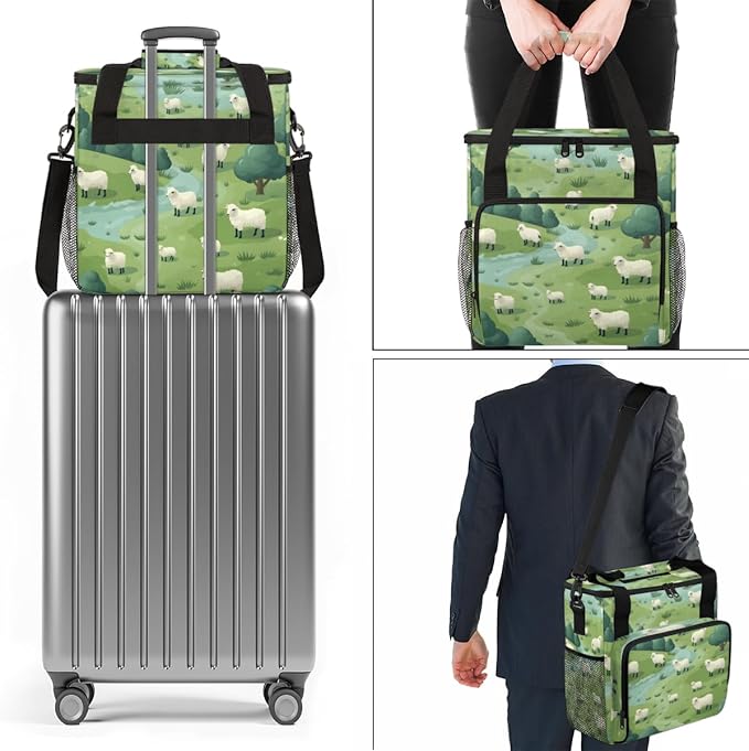 Cute Sheep Coffee Maker Carrying Bag Steppe Tree Travel Storage Bag Compatible with K-Mini or K-Mini Plus Single Serve Coffee Brewer Carrying Case with Multiple Pockets &amp Shoulder Strap