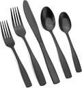 Vanys 20-Piece Silverware Set Satin Finish Flatware Cutlery Set Service for 4 Knives/Forks/Spoons Included Dishwasher Safe (Matte Black)