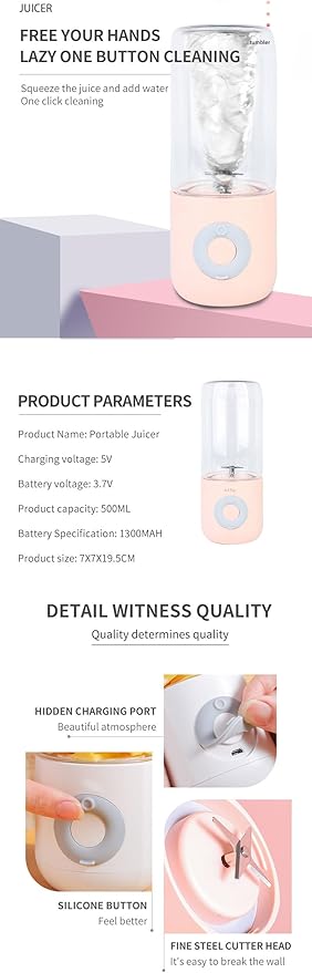 Mini Portable Blender Personal Size Blenders For Shakes And Smoothies With 6 Ultra Sharp Blades 17 Oz(500mL) Mini Blender USB Rechargeable For Travel/Picnic/Office/Gym (GREEN)