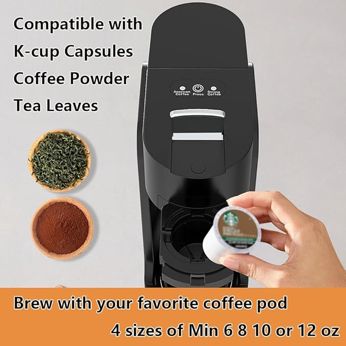 Espresso Machine Single-Serve Coffee Maker Mini Capsule Coffee Machine with 12oz Water Tank for K-cup Capsules One-touch Switch Cappuccino And Latte Machine Maker For HomeBlack