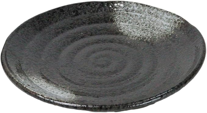 Ebros Gift Artistic Charcoal Grey Tone Hakumu Porcelain Collection Dinnerware Serveware Kitchenware Set Asian Japanese Restaurant Supply (Pack Of 5 Round Dinner Plates 8.75D)