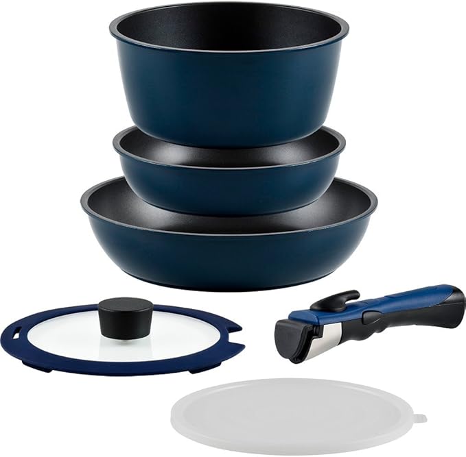 Wahei Freiz AMA-9712 Cook Delhi AMA-9712 Handle Removable 6-Piece Set Induction Compatible Top Class Durable Daikin Industrial Silkware EZ Use Navy
