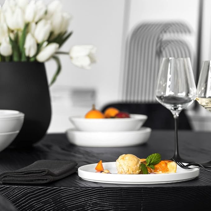 Villeroy &amp Boch Iconic Collection La Boule 7-Piece Dinnerware Set for 2 Premium Porcelain Made in Germany Dishwasher Safe 9.5 x 9 in White