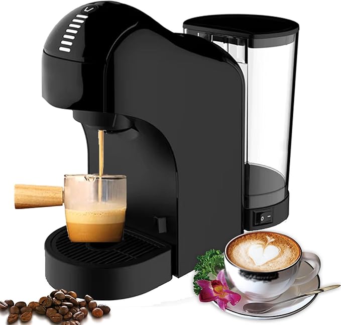 Capsule Coffee Machine 20 Bar Single-Serve Coffee Maker Espresso Machine With 27 Oz Removable Water TankOne-Touch Switch Fast Heating Cappuccino And Latte Machine Maker For HomeBlack